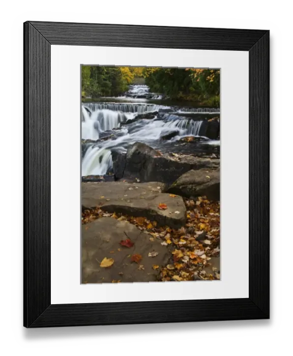 Framed Print : USA, Michigan, Upper Peninsula. Bond Falls and fall foliage Framed Print : USA, Michigan, Upper Peninsula. Bond Falls and fall foliage