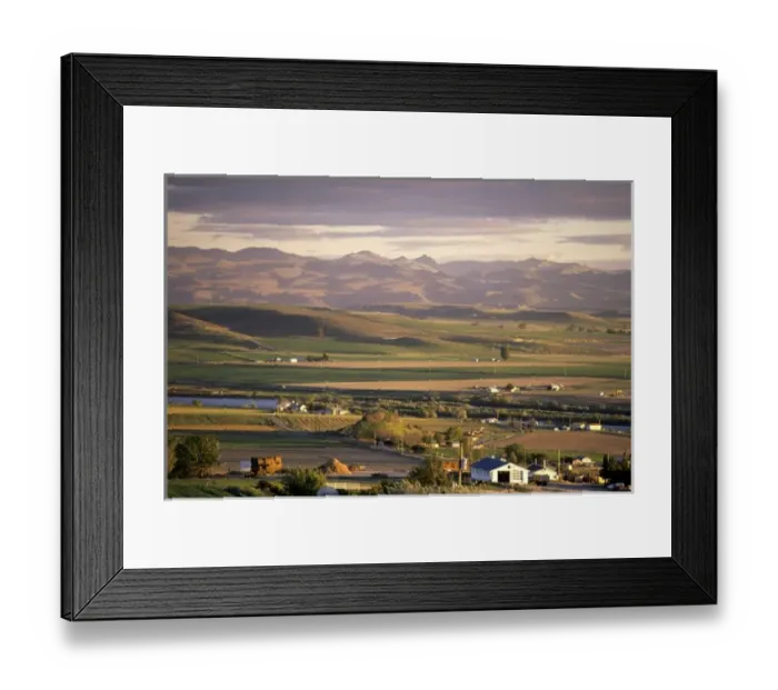 Framed Print : Rural farm view along the Snake River and Owyhee Mountains in Southwest Idaho