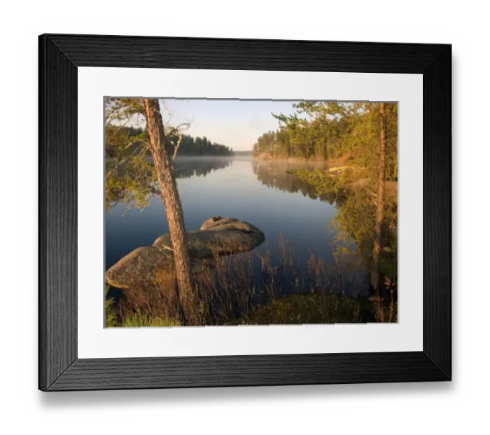 Framed Print : Canada, Ontario, Quetico Provincial Park, Morning Mist on Lake Kawnipi Framed Print : Canada, Ontario, Quetico Provincial Park, Morning Mist on Lake Kawnipi