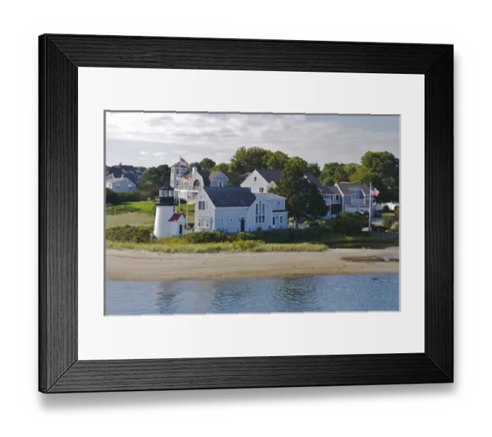 Framed Print : USA, Massachusetts, Hyannis. Hyannis Harbor Light and surrounding homes Framed Print : USA, Massachusetts, Hyannis. Hyannis Harbor Light and surrounding homes