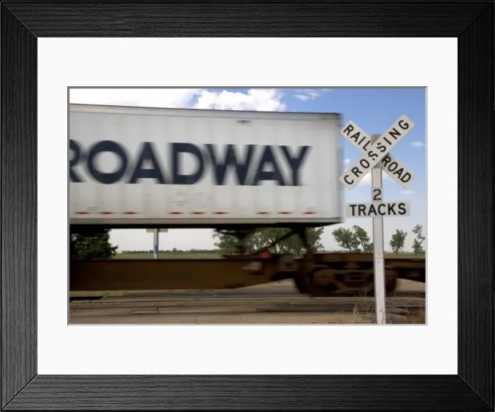 Framed Print : Union Pacific Railroad crossing near Central City, Nebraska Framed Print : Union Pacific Railroad crossing near Central City, Nebraska