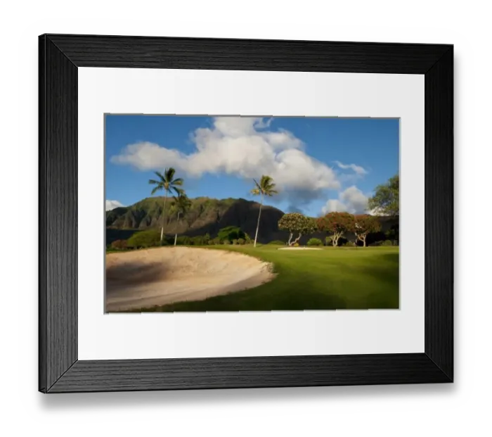 Framed Print : Exclusive hole 8 of Makaha Resort & Club in Waianae, Wekaha, Oahu, Hawaii