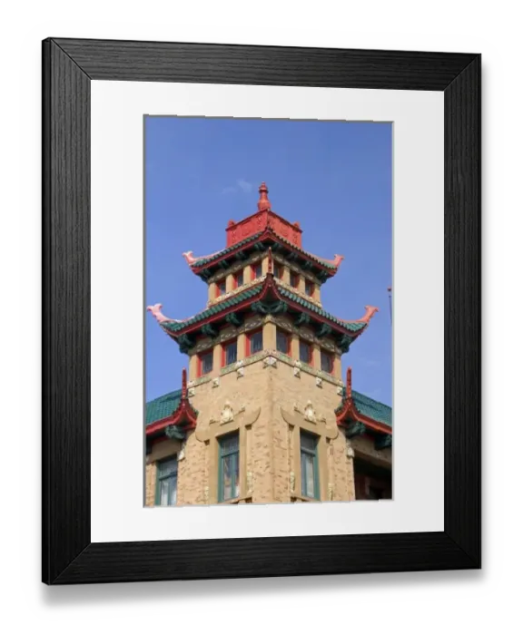 Framed Print : Intricate designs on the On Leong building in Chinatown at Chicago, Illinois Framed Print : Intricate designs on the On Leong building in Chinatown at Chicago, Illinois