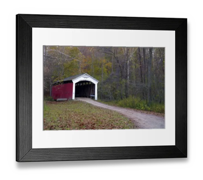 Framed Print : USA, Indiana, Billie Creek Village during the Covered Bridge Festival in fall