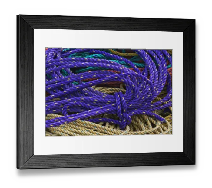 Framed Print : Colorful ropes on dock, Rockport Harbor, Rockport, Maine