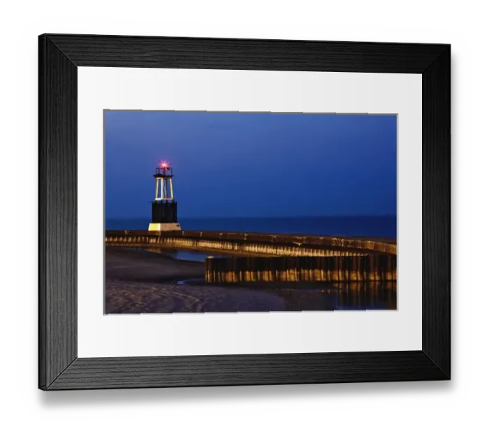 Framed Print : Pier along Lake Michigan at dusk, Chicago, Illinois Framed Print : Pier along Lake Michigan at dusk, Chicago, Illinois