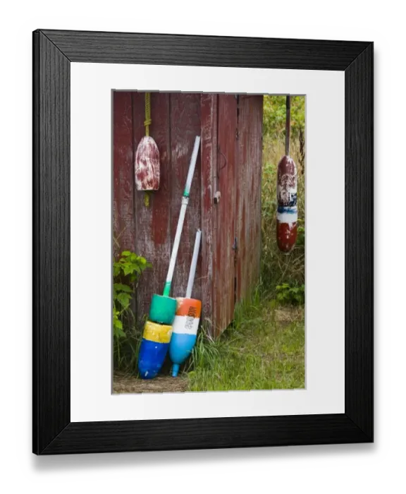 Framed Print : USA, Massachusetts, Cape Ann, Rockport. Thatcher Island, Lobster Buoys Framed Print : USA, Massachusetts, Cape Ann, Rockport. Thatcher Island, Lobster Buoys