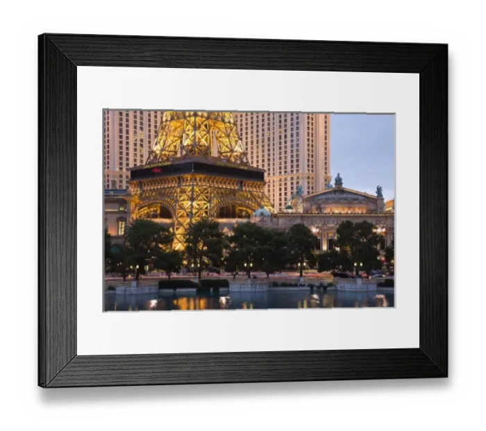 Framed Print : USA, Nevada, Las Vegas. Paris Las Vegas hotel and Casino along The Strip, evening Framed Print : USA, Nevada, Las Vegas. Paris Las Vegas hotel and Casino along The Strip, evening