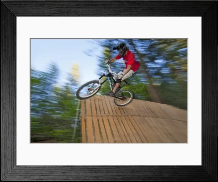 Framed Print : Mountain biker on Wall Ride on the Spooky Trail on Spencer Mountain near Whitefish Framed Print : Mountain biker on Wall Ride on the Spooky Trail on Spencer Mountain near Whitefish