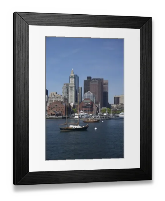 Framed Print : USA, New England, Massachusetts, Boston, Long Wharf, sailboats in Boston Harbor