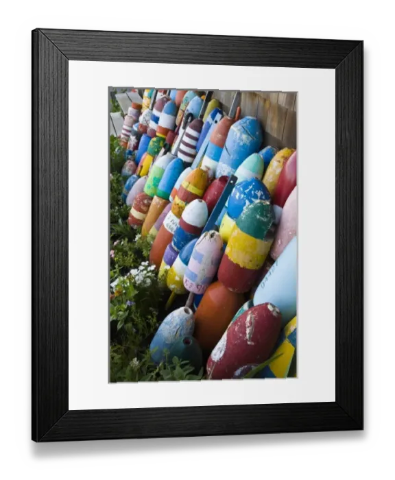 Framed Print : USA, Massachusetts, Cape Ann, Rockport. Rockport Harbor, lobster buoys Framed Print : USA, Massachusetts, Cape Ann, Rockport. Rockport Harbor, lobster buoys