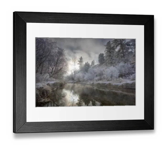 Framed Print : Hoarfrost along a slough at the Kelly Island FWP area along the Clark Fork River in Missoula Framed Print : Hoarfrost along a slough at the Kelly Island FWP area along the Clark Fork River in Missoula