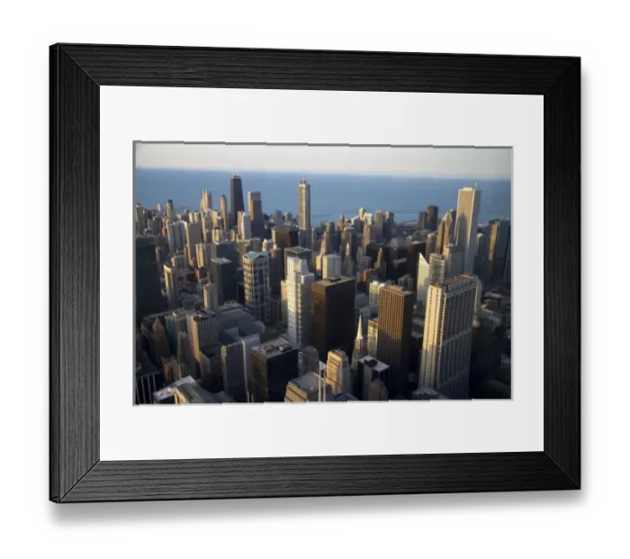 Framed Print : Aerial view of the city and Lake Michigan waterfront from the Willis Tower in Chicago Framed Print : Aerial view of the city and Lake Michigan waterfront from the Willis Tower in Chicago