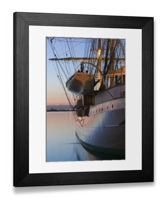 Framed Print : USA, Massachusetts, BOSTON: Tall Ship DANMARK Rowes Wharf / Dawn Framed Print : USA, Massachusetts, BOSTON: Tall Ship DANMARK Rowes Wharf / Dawn
