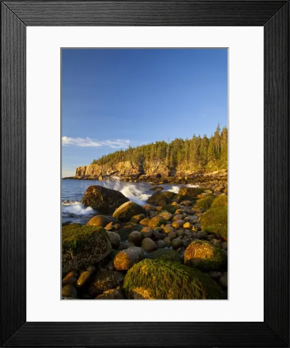 Framed Print : Polished rocks at Otter Cliffs in Acadia National Park, Maine, USA