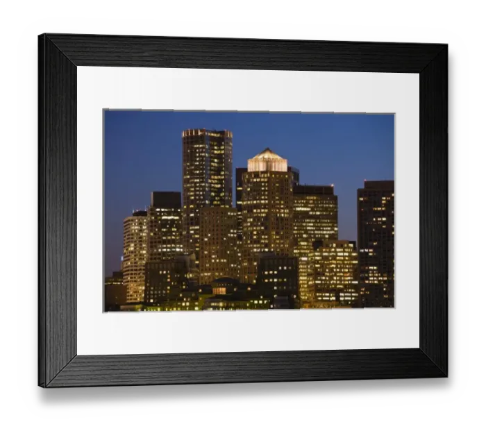 Framed Print : USA, Massachusetts, Boston. Financial District from East Boston, dusk Framed Print : USA, Massachusetts, Boston. Financial District from East Boston, dusk