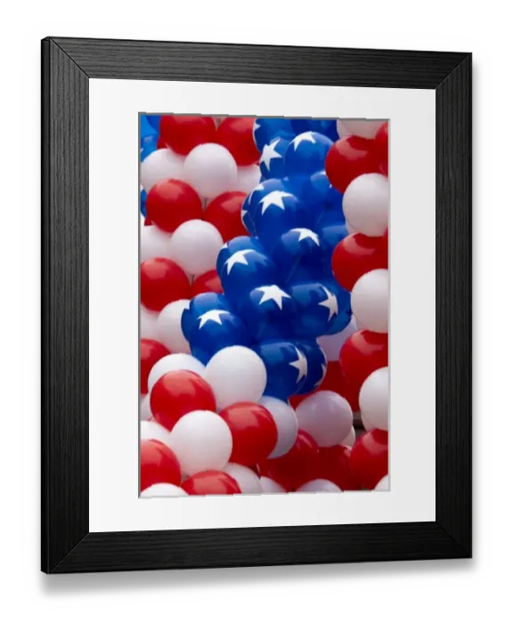 Framed Print : USA, Indiana, Carmel. Patriotic balloons displayed on 4th of July Framed Print : USA, Indiana, Carmel. Patriotic balloons displayed on 4th of July