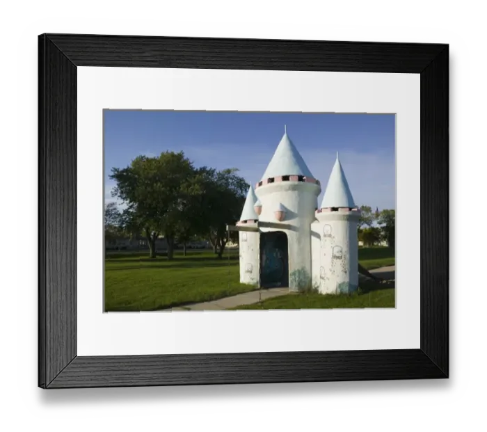 Framed Print : USA, Michigan, Tawas City: Castle at Fairyland Park next to Lake Huron