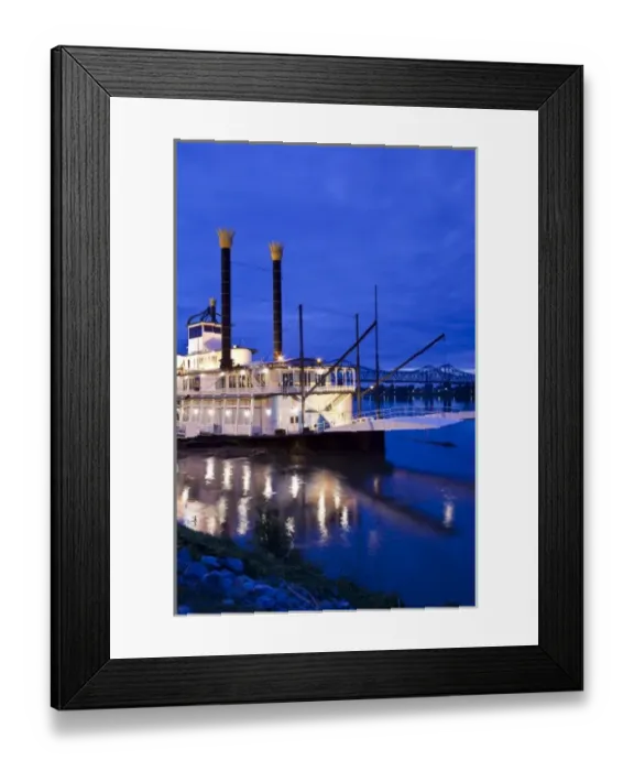 Framed Print : USA, Mississippi, Natchez. Isle of Capri Casino riverboat on Mississippi River, dusk Framed Print : USA, Mississippi, Natchez. Isle of Capri Casino riverboat on Mississippi River, dusk