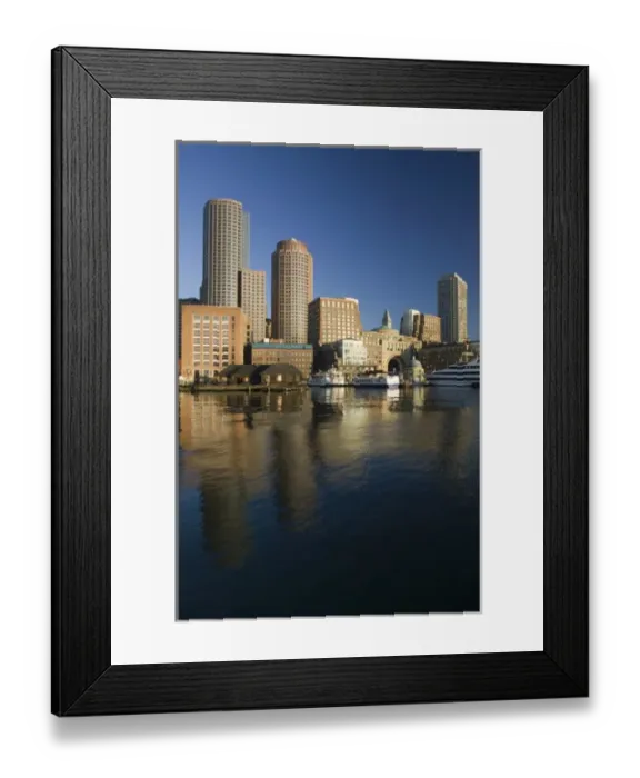 Framed Print : USA, Massachusetts, BOSTON: Rowes Wharf & Financial District / Morning Framed Print : USA, Massachusetts, BOSTON: Rowes Wharf & Financial District / Morning