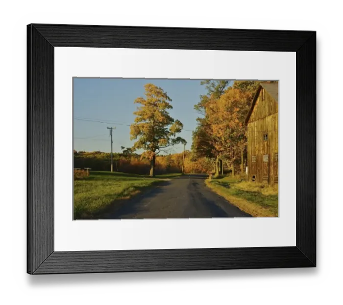 Framed Print : North America, USA, Massachusetts, Shelburne. A road passes by an old barn and fall foliage Framed Print : North America, USA, Massachusetts, Shelburne. A road passes by an old barn and fall foliage