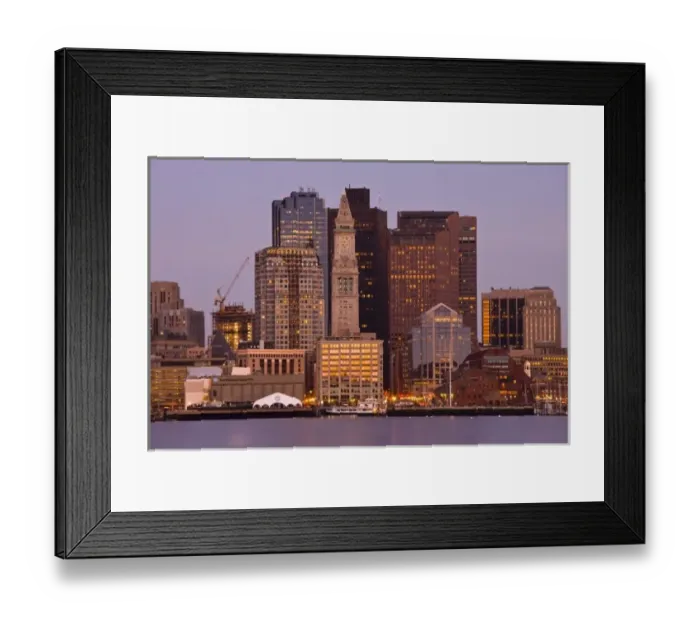 Framed Print : USA, Massachusetts, Boston. Financial District from East Boston, dawn Framed Print : USA, Massachusetts, Boston. Financial District from East Boston, dawn