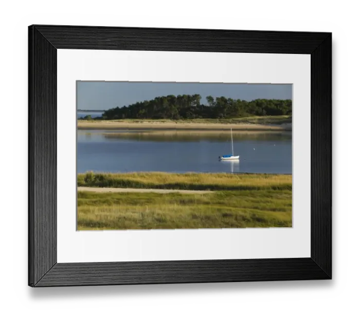 Framed Print : USA, MASSACHUSETTS, Cape Cod: Wellfleet, Sailboat and seascape, Chequesset Neck Road Framed Print : USA, MASSACHUSETTS, Cape Cod: Wellfleet, Sailboat and seascape, Chequesset Neck Road