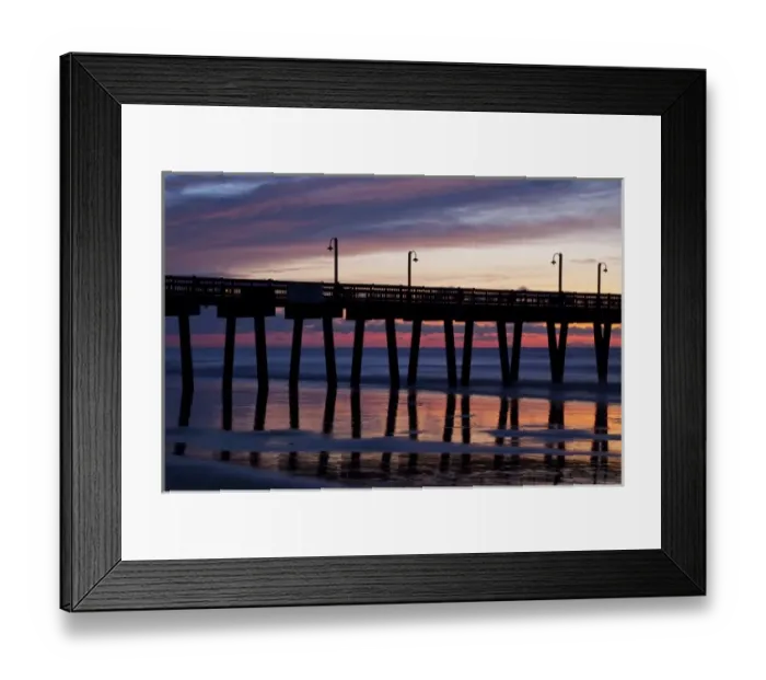 Framed Print : USA, North America, Georgia, Tybee Island. Sunrise with refections at Pier Framed Print : USA, North America, Georgia, Tybee Island. Sunrise with refections at Pier