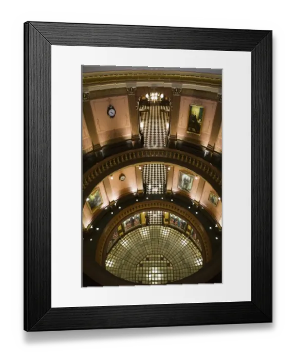 Framed Print : USA, Michigan, Lansing: Michigan State Capitol, Downward View from the Dome
