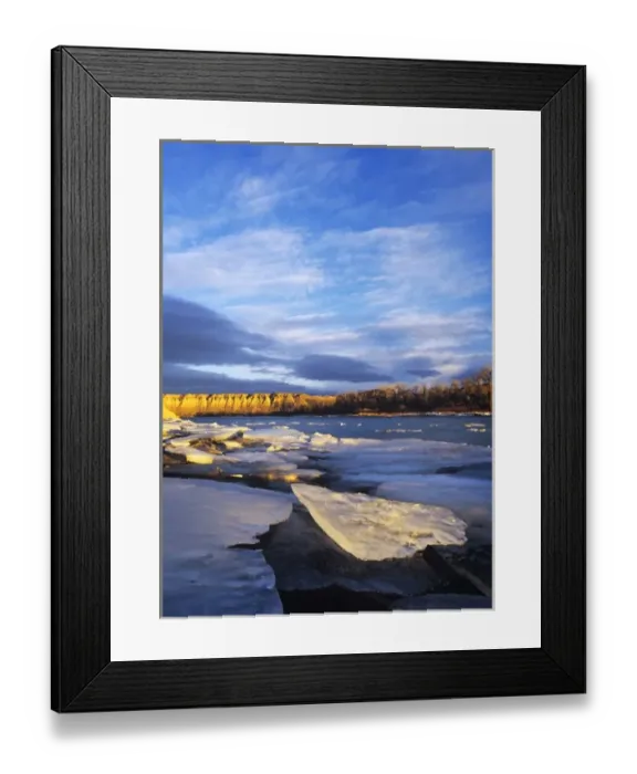 Framed Print : Ice chards along the cliffs of the Missouri River near Fort Benton, Montana, USA