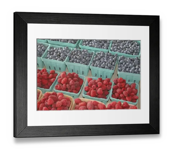 Framed Print : Raspberries blueberries at farmers market in South Haven Michigan Framed Print : Raspberries blueberries at farmers market in South Haven Michigan