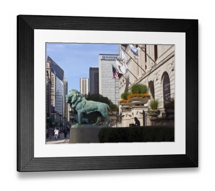 Framed Print : USA, Illinois, Chicago, Cityscapes, Lion Statuary at Art Museum Entrance on Michigan Framed Print : USA, Illinois, Chicago, Cityscapes, Lion Statuary at Art Museum Entrance on Michigan