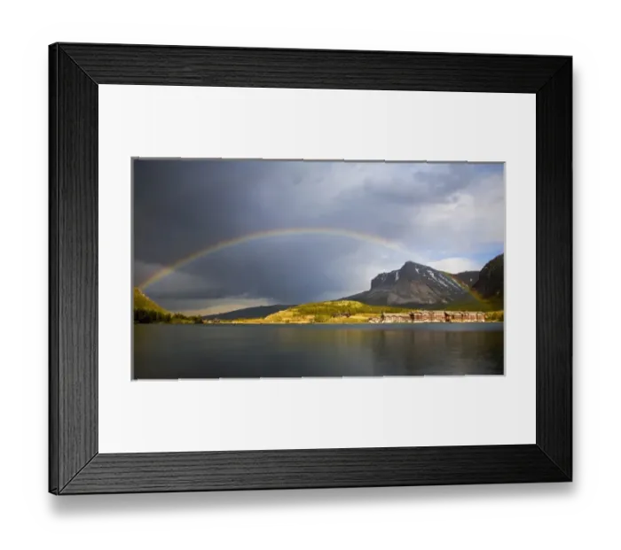 Framed Print : Rainbow over Swiftcurrent Lake and the Many Glacier Lodge in Glacier National Park Framed Print : Rainbow over Swiftcurrent Lake and the Many Glacier Lodge in Glacier National Park
