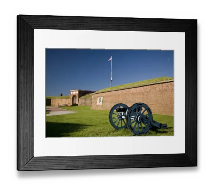 Framed Print : USA, MD, Baltimore. Cannons set outside the entrance to the historic Frot McHenry Framed Print : USA, MD, Baltimore. Cannons set outside the entrance to the historic Frot McHenry