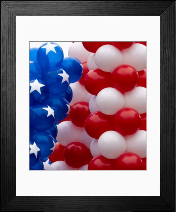Framed Print : USA, Indiana, Carmel. Patriotic balloons displayed on 4th of July Framed Print : USA, Indiana, Carmel. Patriotic balloons displayed on 4th of July