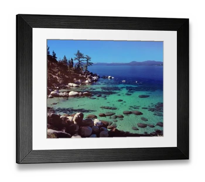Framed Print : USA, Nevada, Lake Tahoe. A quiet summer day offers a peaceful view from Highway 28 onto Lake Tahoe Framed Print : USA, Nevada, Lake Tahoe. A quiet summer day offers a peaceful view from Highway 28 onto Lake Tahoe