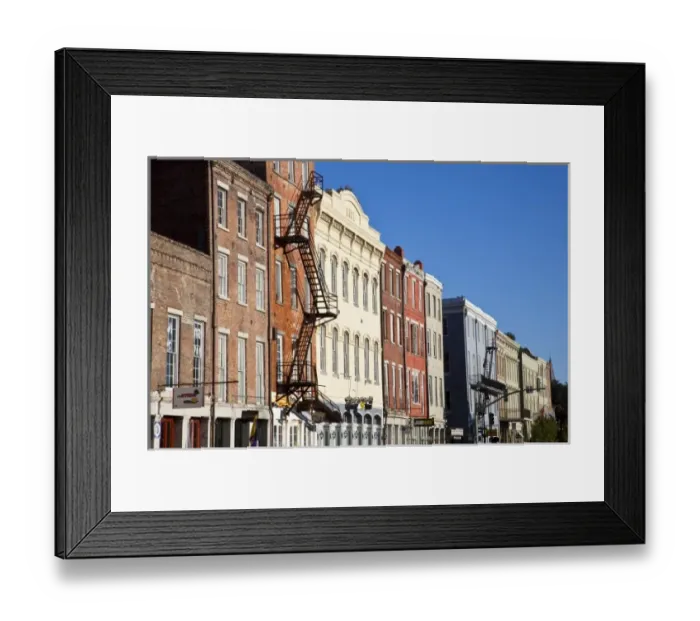 Framed Print : USA, Louisiana, New Orleans. Buildings along Decatur Street, morning Framed Print : USA, Louisiana, New Orleans. Buildings along Decatur Street, morning