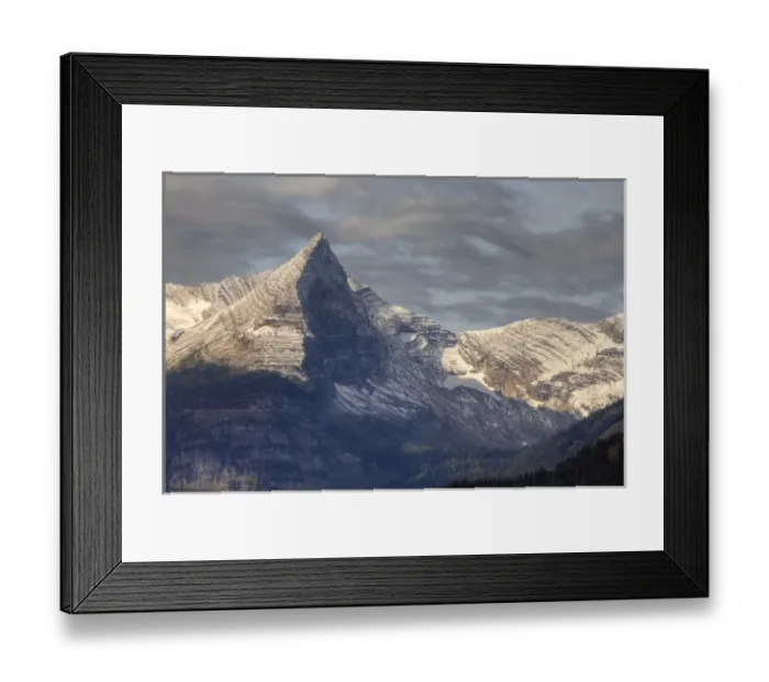 Framed Print : Fusillade mountain in Glacier National Park in Montana after autumn snow Framed Print : Fusillade mountain in Glacier National Park in Montana after autumn snow