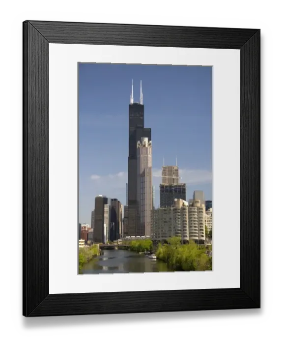 Framed Print : Willis Tower formerly known as the Sears Tower located along the Chicago River in Chicago Framed Print : Willis Tower formerly known as the Sears Tower located along the Chicago River in Chicago