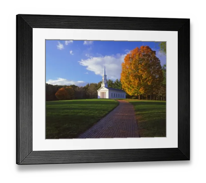 Framed Print : USA, Massachusetts, Sudbury. View of Martha-Mary Chapel built in the colonial style by Henry Ford