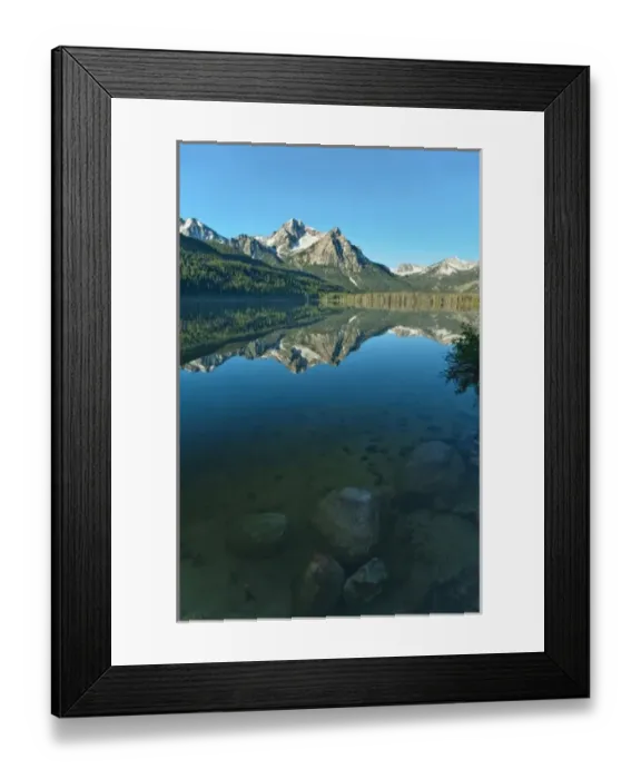 Framed Print : USA, ID, Sawtooth Mts. NRA, Mt. McGowan Reflected in Stanley Lake