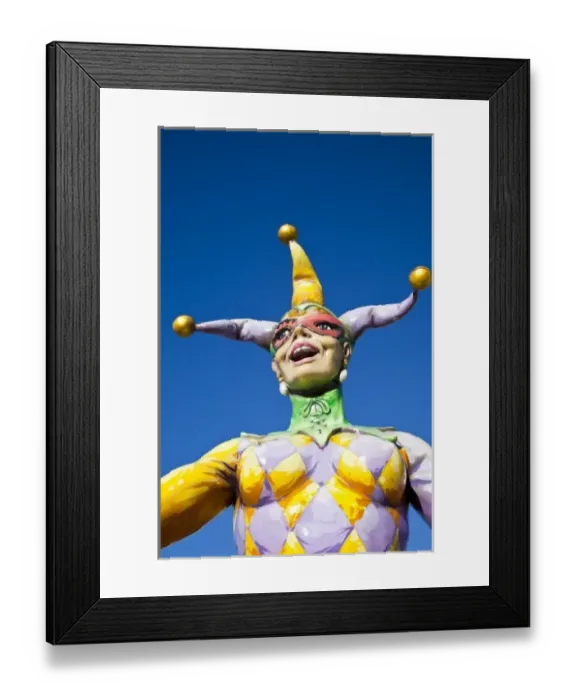 Framed Print : USA, Louisiana, New Orleans. Riverwalk, Mardi Gras jester statue Framed Print : USA, Louisiana, New Orleans. Riverwalk, Mardi Gras jester statue