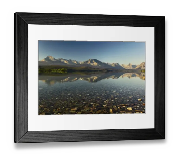 Framed Print : Lake Sherburne and mountain reflection, Glacier National Park, Montana Framed Print : Lake Sherburne and mountain reflection, Glacier National Park, Montana