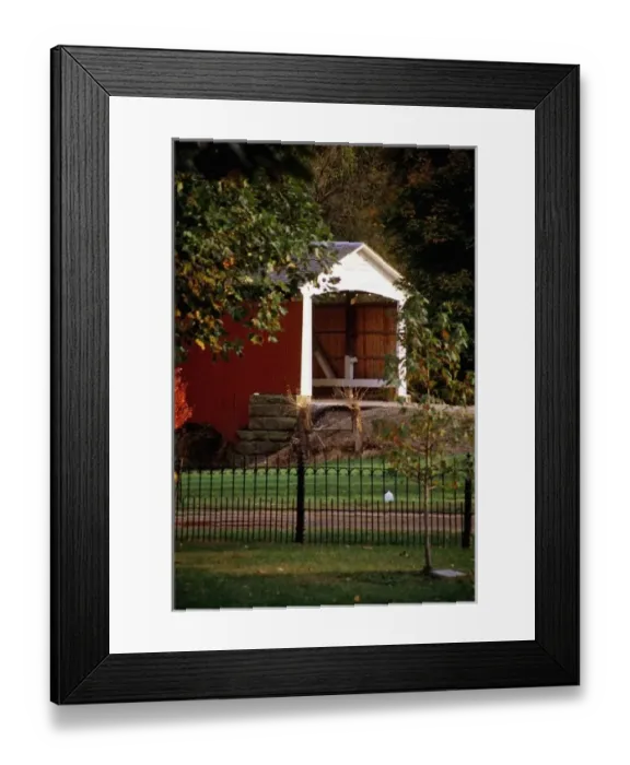 Framed Print : USA, Indiana, Billie Creek Village during the Covered Bridge Festival in fall Framed Print : USA, Indiana, Billie Creek Village during the Covered Bridge Festival in fall