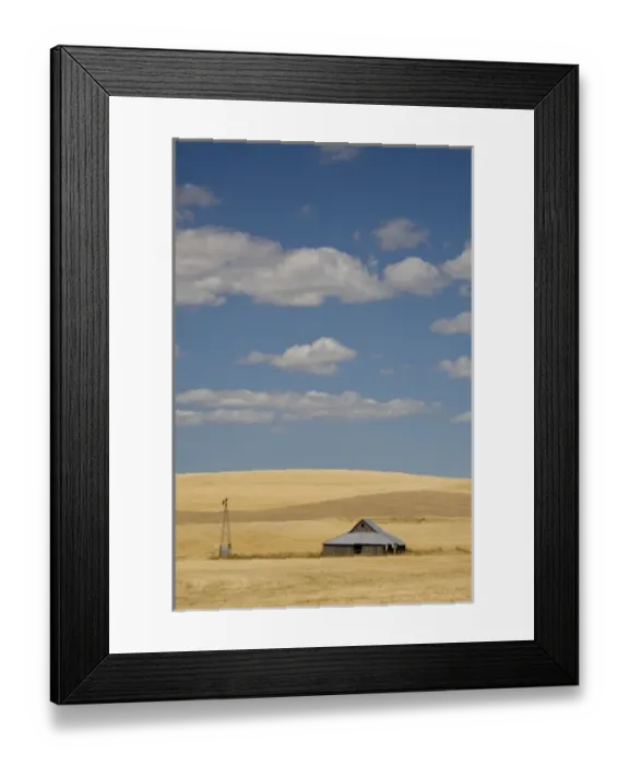 Framed Print : ID, The Palouse, Old barn, farmland, and clouds