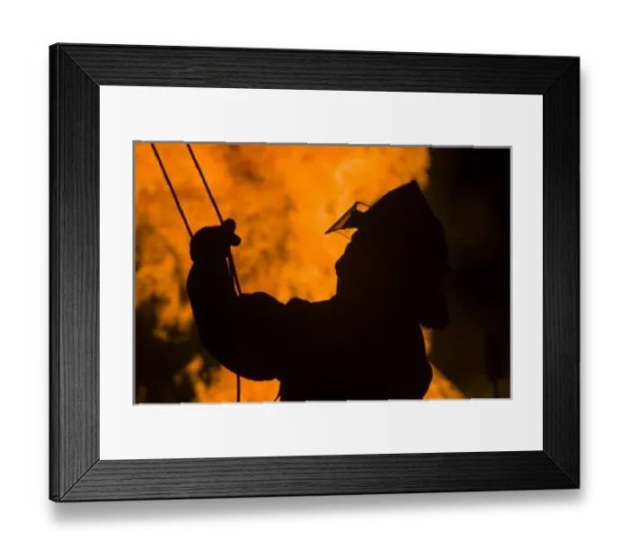 Framed Print : USA, Massachusetts, Cape Ann, Rockport. Fourth of July Bonfire, firemen fighting fire Framed Print : USA, Massachusetts, Cape Ann, Rockport. Fourth of July Bonfire, firemen fighting fire