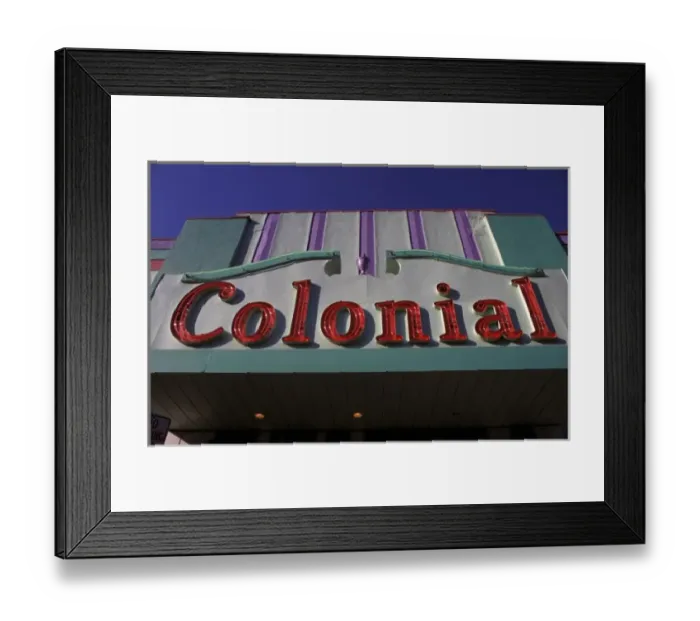 Framed Print : North America, USA, Maine, Belfast. Colonial, neon theater marquee sign