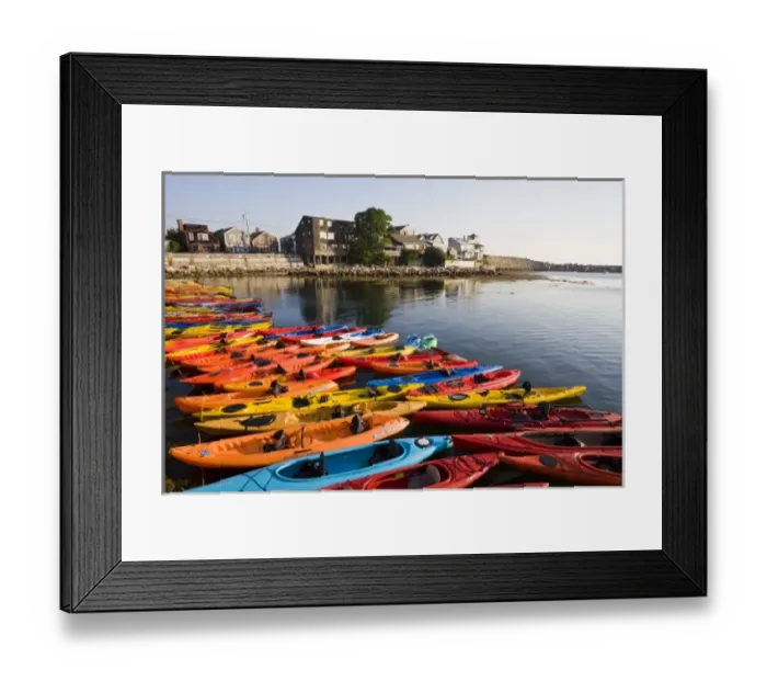 Framed Print : USA, Massachusetts, Cape Ann, Rockport. Rockport Harbor, ocean kayaks Framed Print : USA, Massachusetts, Cape Ann, Rockport. Rockport Harbor, ocean kayaks