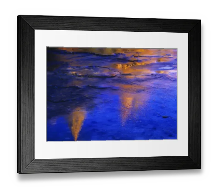 Framed Print : Tamarack trees reflect on newly formed ice on Lost Creek in the Swan Valley of Framed Print : Tamarack trees reflect on newly formed ice on Lost Creek in the Swan Valley of