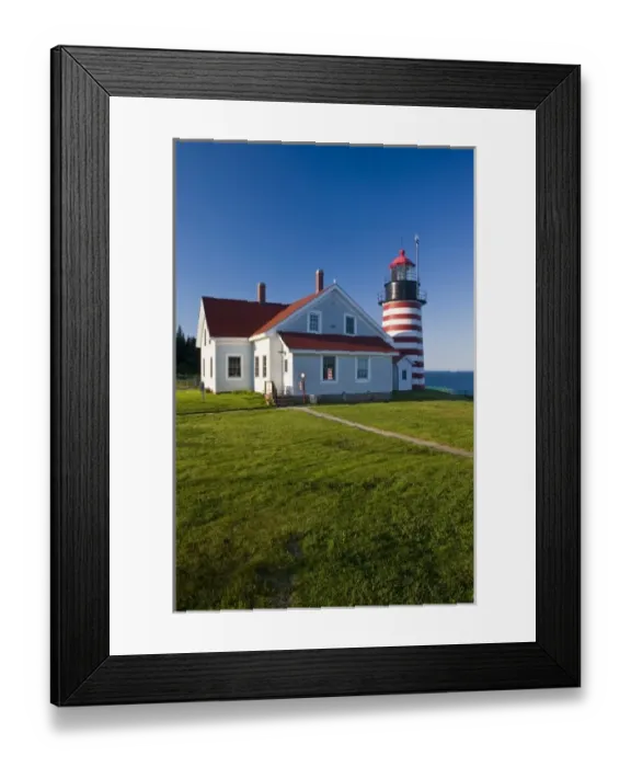 Framed Print : West Quoddy Head Light at Quoddy Head State Park in Lubec, Maine. Easternmost point Framed Print : West Quoddy Head Light at Quoddy Head State Park in Lubec, Maine. Easternmost point